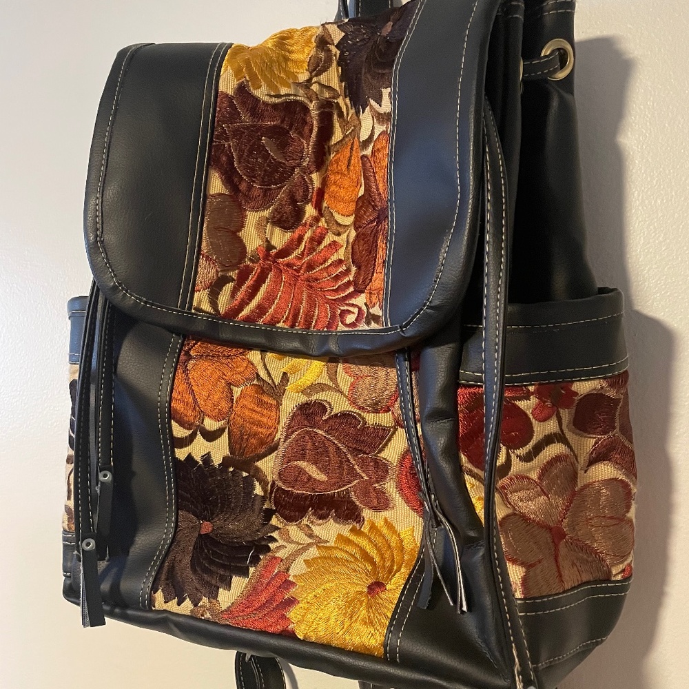embroidered floral backpack